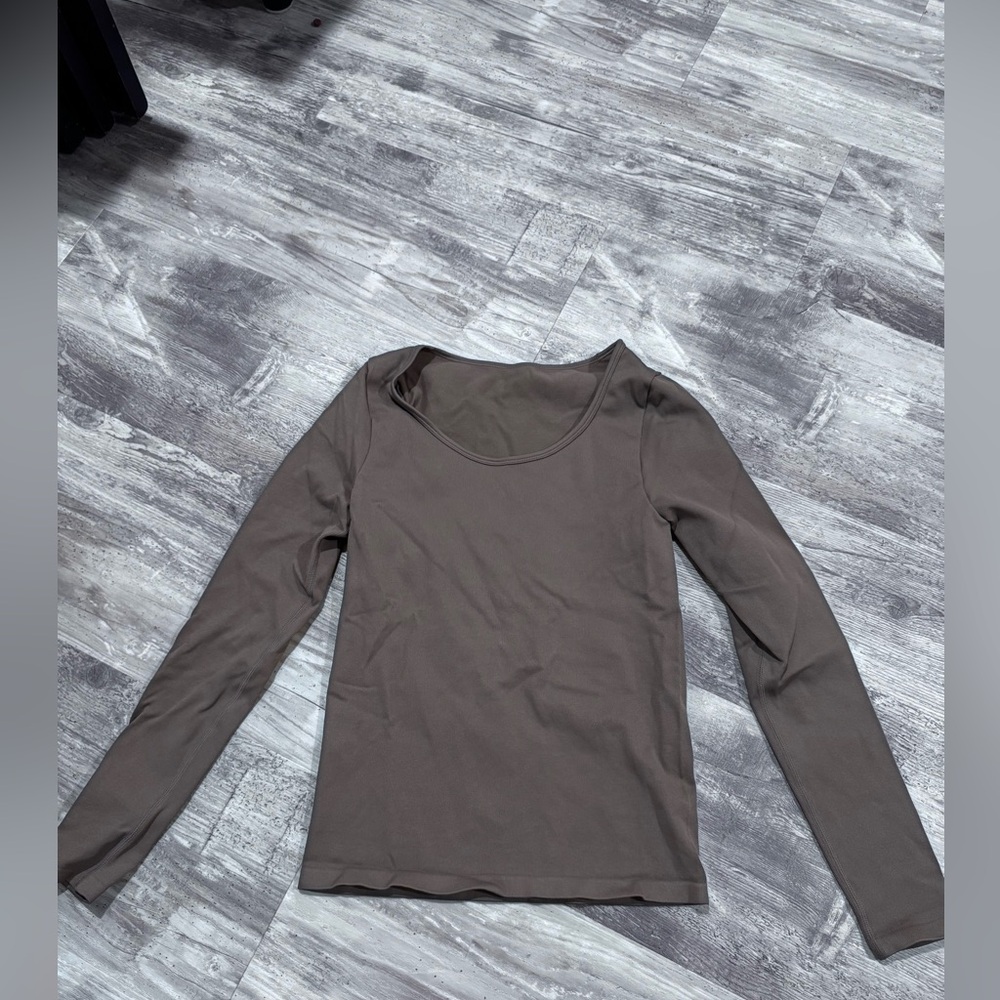 Tan Fitted Long Sleeve Tee
